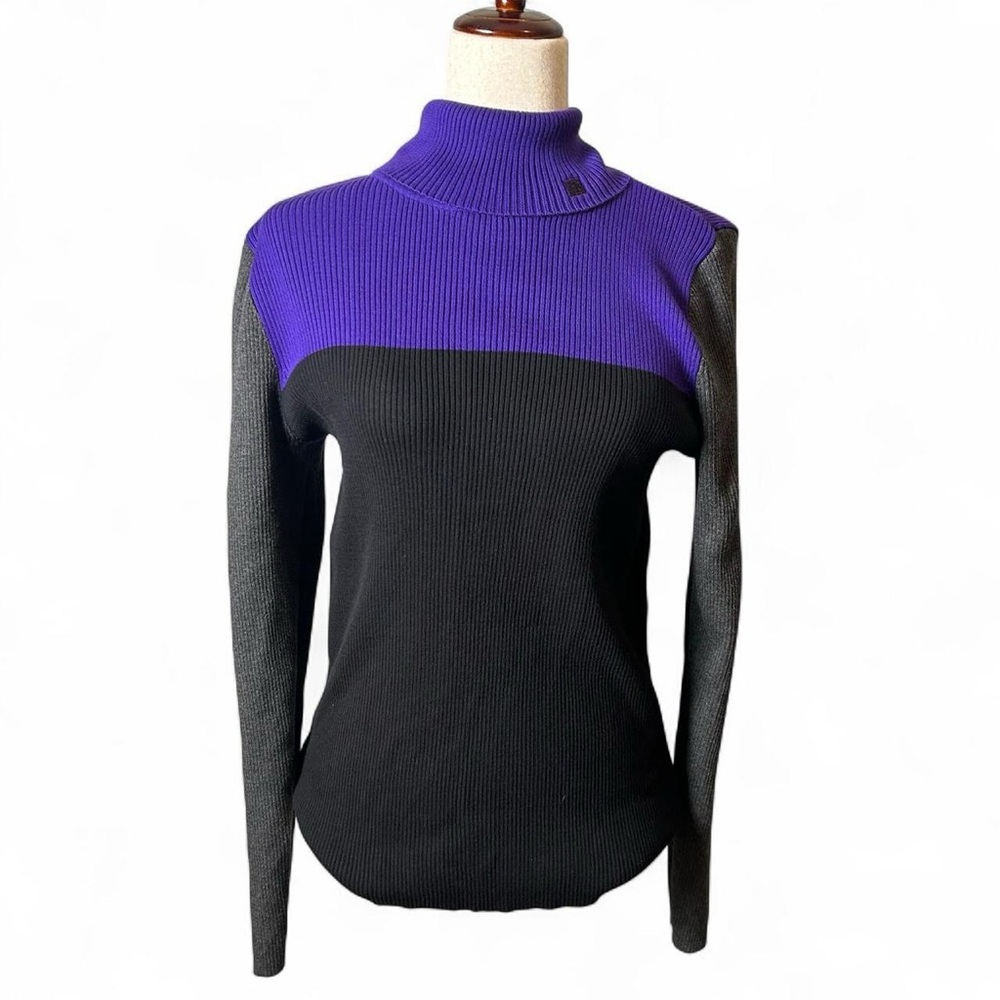 Academia Ralph Lauren Purple and Black Turtleneck Sweater